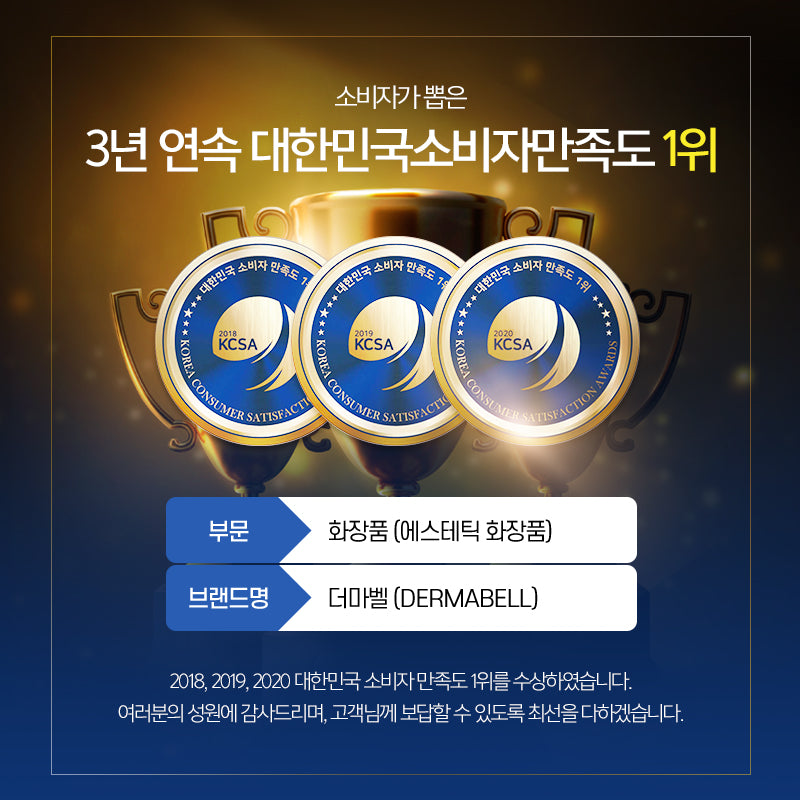 Dermabell receives 1st place Korea Consumer Satisfaction Awards for 3 consecutive years !